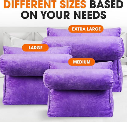 Cheer Collection Reading Wedge Pillow – TV Pillow with Adjustable Bolster Pillow, Memory Foam Back Support for Couch & Bed, Pillow Chair for Bed, Reading Pillows for Adults & Kids, Purple