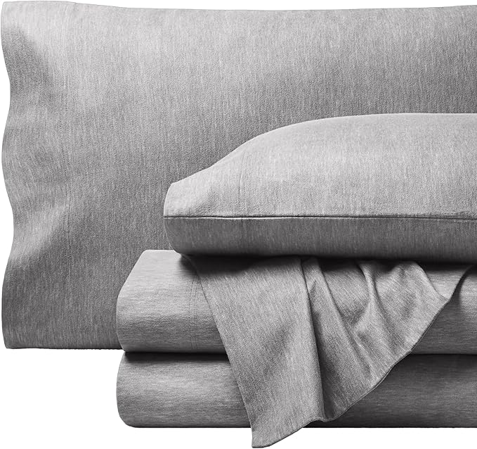 Bare Home Flannel Sheet Set 100% Cotton, Velvety Soft Heavyweight - Double Brushed Flannel - Deep Pocket (Twin XL, Heathered Light Grey)
