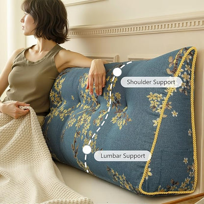 WOWMAX Wedge Pillow Headboard Dorm Headboard Twin XL Bed Bolster Pillow for Bed with Removable Cover Lake Blue