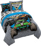 Jay Franco Kids Comforter Set Includes Sheets and Pillow Covers - Soft and Cozy Bed Set for Stylish Room Decor, Gray - Monster Jam 01, 7 Piece Queen Size Bedding