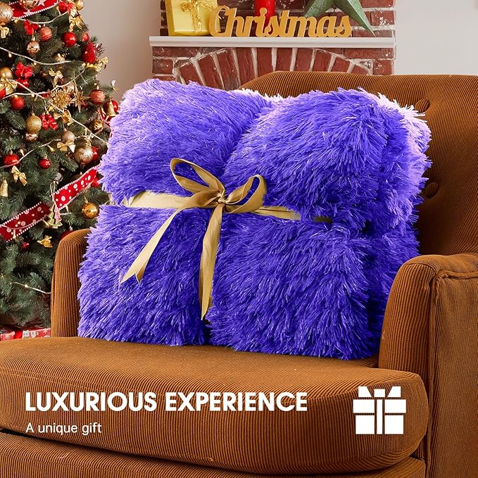 Heated Electric Blanket Queen,Warm Winter Birthday Gifts for Women Her Grandma–Faux Fur with Soft Sherpa,10 Heat Settings,5 Time Settings with Fast Heating, 84x90, Sunset Purple