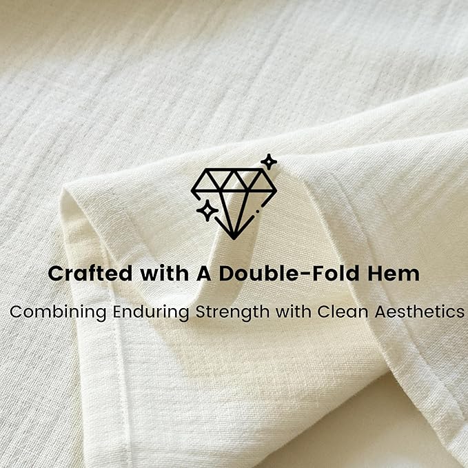 Simple&Opulence Linen Cotton Blanket with Double Layered Folded Edge for Couch/Bed/Sofa/Gift, Natural Flax Solid Color Soft Breathable Cozy Farmhouse Home Décor - White, 90"x90"