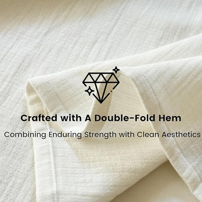 Simple&Opulence Linen Cotton Blanket with Double Layered Folded Edge for Couch/Bed/Sofa/Gift, Natural Flax Solid Color Soft Breathable Cozy Farmhouse Home Décor - White, 104"x90"
