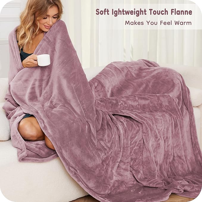 Electric Heated Blanket 84" x 90" Queen Size with Dual Control Warm Flannel Heated Blanket with 4 Heating Levels & 10 Hours Auto-Off, Fast Heating, Machine Washable, for Bedding -Purple