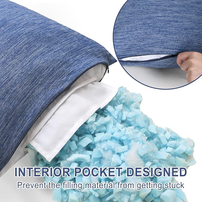 DWCN Memory Foam Body Pillow – Cooling Breathable & Supportive Full Length Pillow for Side Sleepers, Pregnancy, Leg & Back Pain Relief, 20x60 Inch Blue