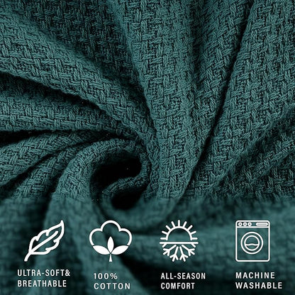 HILLFAIR 100% Cotton Blanket California King Size for Bed, Soft Lightweight & Breathable Summer Cal King Size Cotton Blankets, Premium Cozy Throw Layers for Bed, Couch and Sofa: Wedgewood (102"x108")