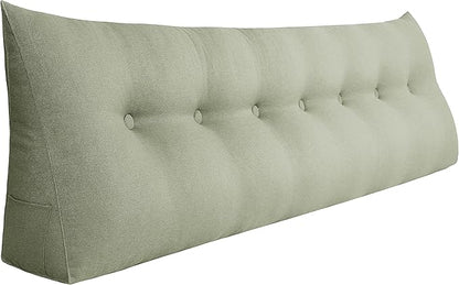 Wedge Pillow Headboard Reading Pillow for Sitting Up in Bed Adult Backrest Large Triangle Bolster Pillow for Couch Daybed Cushion Lumbar Body Support Leg Positioning（Green, King）