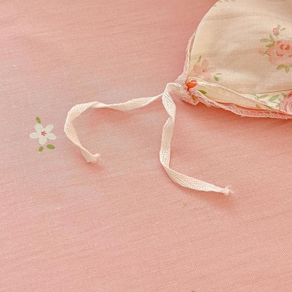 AOJIM Soft Cotton Duvet Cover Queen Size, 1 Comforter Cover 90x90 Inches with Zipper Closure and 2 Pillowcases, Kids Adults Queen Duvet Cover Set for Room Decor (No Comforter), Floral and Rabbit, Pink