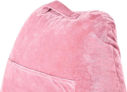 Husband Pillow Pink, Original Reading Pillow in Bed Rest Chair, Shredded Memory Foam Large Lounge Cushion Adult Backrest with Arms, Comfy Back Support for Sit Sitting Up, Washable/Removable Cover