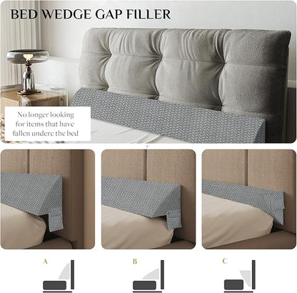 Bed Wedge Pillow Headboard Gap Filler, High-Density Foam Wedge Pillow for Bed, Comfortable & Supportive Angled Design, Fills 0-6" Gap Between Mattress and Headboard, Grey
