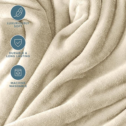 Bare Home Fleece Blanket - King Size - Ultra-Soft Lightweight for Bed, Sofa, and Couch - Luxury Microplush - Cozy Warm Blanket (King, Oyster)