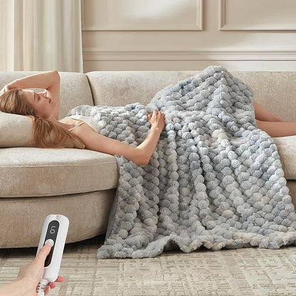 Heated Throw Blanket - Fast Heating 3D Jacquard Electric Heated Blanket, Cozy Heating Blanket with 6 Heating Settings & 4 Hours Auto-Off, Machine Washable, 50"x60", Tie-Dye Blue
