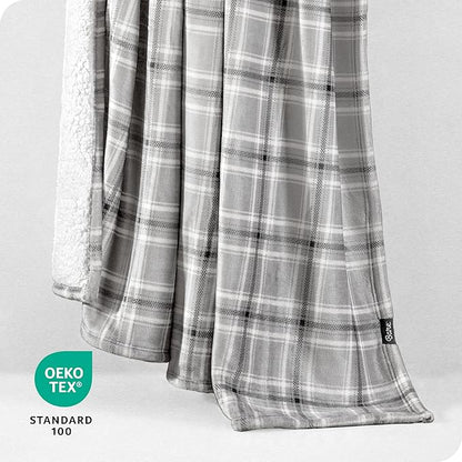 Bare Home Sherpa Fleece Blanket - Twin/Twin Extra Long - Blanket for Bed, Sofa, and Couch - Warm & Lightweight - Fluffy & Soft - Reversible (Twin/Twin XL, Tartan Plaid)