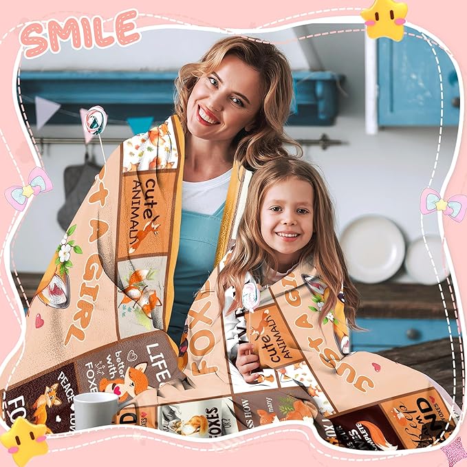 Just A Girl Who Loves Fox Blankets for Girls Kids, Fox Gifts for Girls Women, Fox Themed Gifts, Fox Lover Gifts, Fox Gifts for Birthday Christmas, Cute Fox Blanket 50" X 40"