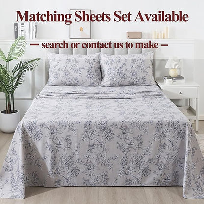 FADFAY Duvet Cover Set Twin Vintage Peony Floral Bedding Shabby Khaki Floral Quilt Cover Set Rustic Farmhouse Bedding 100% Cotton Ultra Soft Comforter Cover with Hidden Zipper Closure 3Pcs, Twin Size