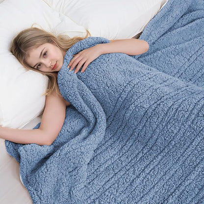 Electric Heated Blanket Full Size 72"×84" with 6 Heating Levels & 1-10Hs Auto Off, Heating Blanket Double Sided Plush Sherpa, Fast Heating, Machine Washable for Christmas Gift - Light Blue