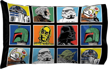 Jay Franco Star Wars Classic Grid 5 Piece Full Bed Set - Includes Reversible Comforter & Sheet Set - Bedding Features Luke Skywalker - Super Soft Fade Resistant Microfiber (Official Product)