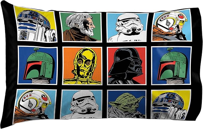 Jay Franco Star Wars Classic Grid 4 Piece Twin Bed Set - Includes Reversible Comforter & Sheet Set - Bedding Features Luke Skywalker - Super Soft Fade Resistant Microfiber