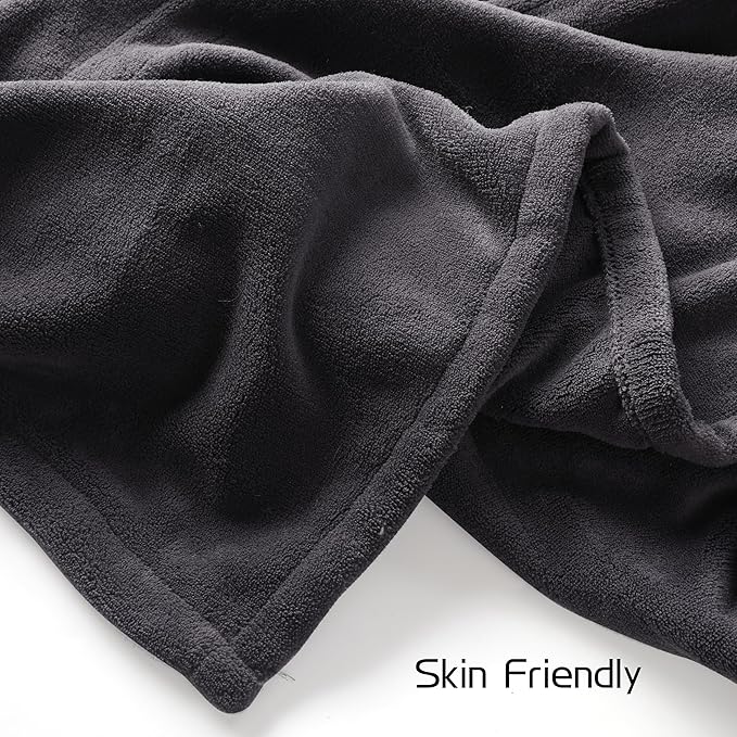 Electric Heated Blanket 50"x60" Throw Size, Soft Coral Fleece with 4 Heating Levels and 3 Hours Auto-Off, Machine Washable, Cozy Plush Fabric for Home, Dark Gray