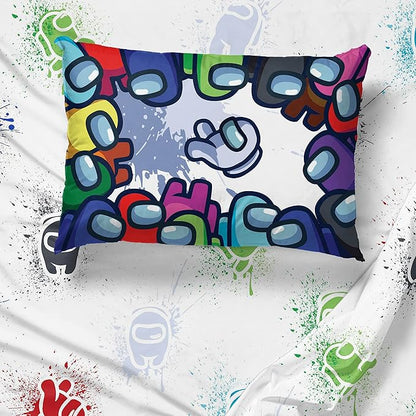 Jay Franco Among Us Space Splatter 5 Piece Full Size Bed Set - Includes Comforter & Sheet Set - Super Soft Fade Resistant Microfiber (Official Among Us Product)