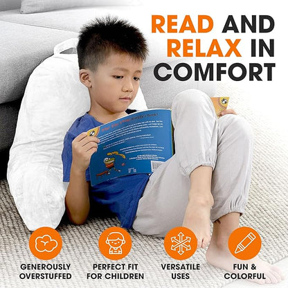 Cheer Collection Reading Pillow with Arms – Portable Bed Pillow for Sitting Up & Support, Foam-Filled Back Rest Pillow for Sitting in Bed & Couch, Machine Washable, White