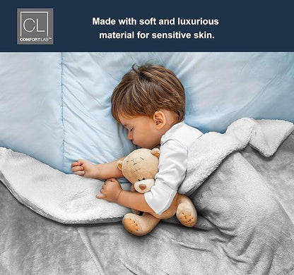 Comfort Lab Reversible Flannel Sherpa Throw Blanket - Elegant Fluffy Throw Blankets for Couch and Home Decor - Anti Pilling Non Shedding Cozy & Warm Fleece Throws - Baby/Pet (30" x 40") - Grey