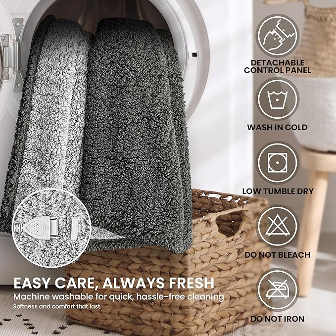 Heated Blanket Electric Blanket Full - Fast Heating Blanket Throw Double Sided Sherpa Ultra Soft Cozy with 10 Heating Levels & 2-10 Hours Auto Off, Mashine Washable, 72 x 84 Inches, Grey