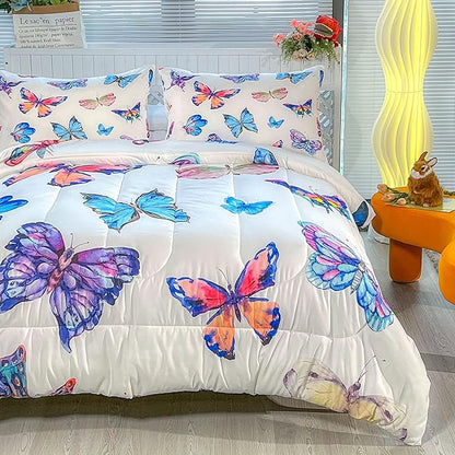 CVHOUSE Butterfly Bedding Set - Twin Butterfly Comforter Set with 1 Comforter and 2 Pillow Cases
