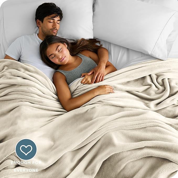 Bare Home Fleece Blanket - Giant Size - Ultra-Soft Lightweight for Bed, Sofa, and Couch - Luxury Microplush - Cozy Warm Blanket (Giant, Oyster)