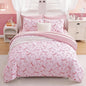 Queen Comforter Set for Girls, Red Bow Bedding Set Reversible with Cute Heart, All Season Kids Bed in a Bag 7 Pieces with Sheets, Pillowcases & Shams