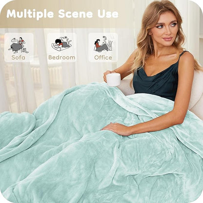 Electric Heated Blanket Full Size 72×84, Breathable & Luxurious Flannel, Soft Warm Gift with Over-Heat Protection, 4 Heating Levels & 10 H Auto Shut Off, Machine Washable, Lighg Green