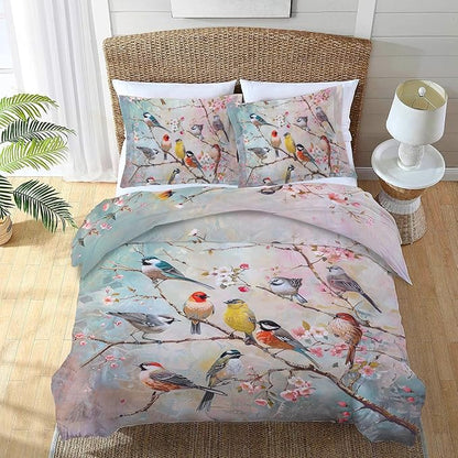 Bird Comforter Set Birds in The Tree Decor Queen Bed Duvet Cover Set for Girls Boys Women Adults Teens Birds Bedding Comforters 3 Piece Bedding Set