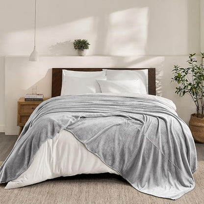 Bare Home Fleece Blanket - Giant Size - Ultra-Soft Lightweight for Bed, Sofa, and Couch - Luxury Microplush - Cozy Warm Blanket (Giant, Light Grey)