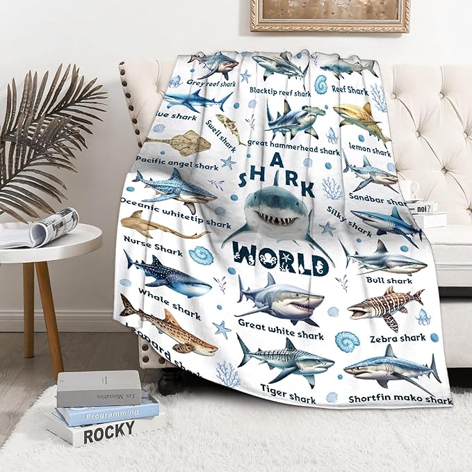Shark Blanket Lovers Gift for Girls Boys Super Soft Flannel Blanket for Sofa Couch Bed- Plush Warm Cozy Bed Home Decor for All Seasons - 40"x50"for Kids/Baby