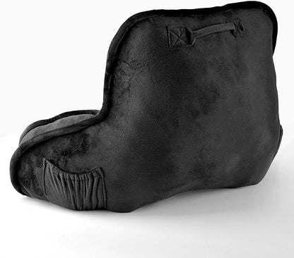 Home Soft Things Super Soft Bedrest Reading Pillow, Lounger Backrest Pillow for Sitting in Bed with Arms Pockets, 20" x 18" x 17", Black