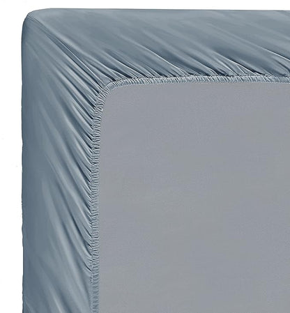 100% Supima Cotton Sheets 600 Thread Count,Bed Sheet Set King Size Sheets 4 Pieces,Soft & Silky Sateen Weave, Fits Mattress Up to 18",Deep Pocket, Breathable & Fade Resistant(Blue Grey,King)