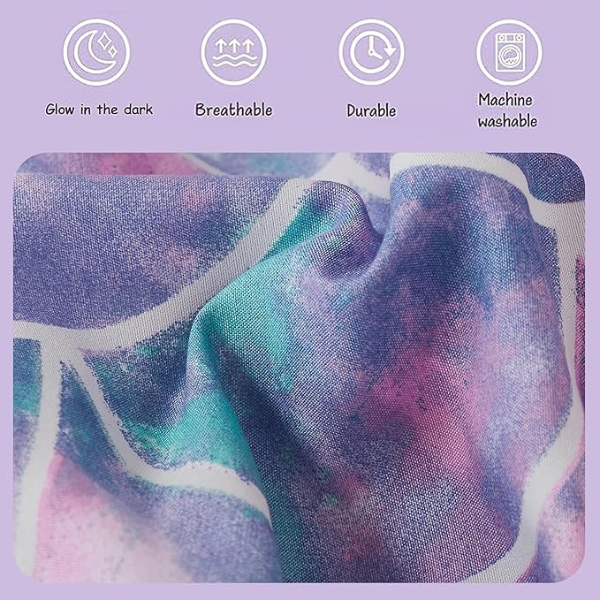 Twin Comforter Set for Girls- 3 Pieces Glow in The Dark Mermaid Twin XL Bedding Set with 1 Comforter, 1 Decor Pillow & 1 Pillow Shams
