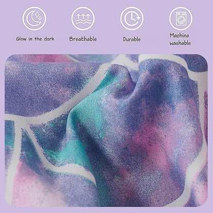 Twin Comforter Set for Girls- 3 Pieces Glow in The Dark Mermaid Twin XL Bedding Set with 1 Comforter, 1 Decor Pillow & 1 Pillow Shams