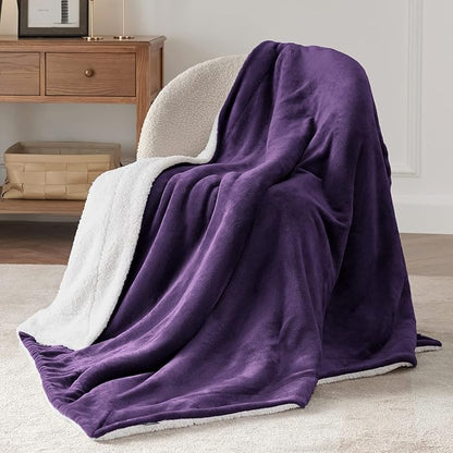 Bedsure GentleSoft Sherpa Fleece Throw Blanket Twin Size for Couch - Thick and Warm Throw Gifts for Women and Girls, Soft Fuzzy Plush Twin Christmas Blanket for Winter, Purple, 60x80 Inches