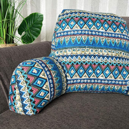 Bohemian Printed Reading Pillow with Support Arms Soft Bed Rest Pillows Back Support Cushion for Kids Reading Watching TV Sitting Up in Bed (23"×16"×10",Red)