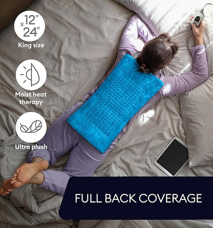 GENIANI XL Electric Heating Pad for Back Pain & Cramps Relief, Electric Throw, Birthday Christmas Gifts for Women, Men Auto Shut Off, Machine Washable, Heat Pad for Neck & Shoulder (Aqua Blue)