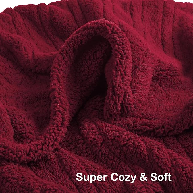 Electric Heated Blanket Throw Size 50"×60" with 6 Heating Levels & 3 Hours Auto Off, Heating Blanket Double Sided Plush Sherpa, Fast Heating, Machine Washable Red