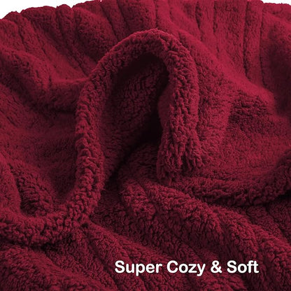 Electric Heated Blanket Throw Size 50"×60" with 6 Heating Levels & 3 Hours Auto Off, Heating Blanket Double Sided Plush Sherpa, Fast Heating, Machine Washable Red