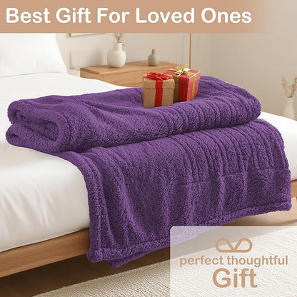 Electric Heated Blanket Full Size 72"×84" with 6 Heating Levels & 1-10Hs Auto Off, Heating Blanket Double Sided Plush Sherpa, Fast Heating, Machine Washable for Christmas Gift - Dark Purple