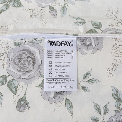 FADFAY College Duvet Cover Set Twin XL Vintage Rose Floral Bedding Shabby Peony Dorm Room Comforter Cover Set 100% Percale Cotton Ultra Soft Quilt Cover with Hidden Zipper Closure 3Pcs, Twin XL Size