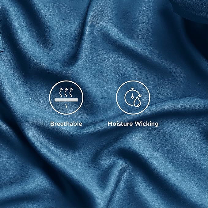 Bedsure Full Size Bed Sheets, Cooling Sheets, Rayon Derived from Bamboo, Breathable & Soft, Deep Pocket Up to 16 Inches, Hotel Luxury Silky Bedding for Hot Sleepers, Teal