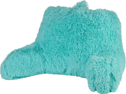 Klear Vu Shaggy Reading Pillow Back Rest Body Pillow for Adults and Kids, Lumbar and Arm Support on Bed, Chair, Couch, Sofa and Floor, 30" x 21", One Size, Aqua Sky
