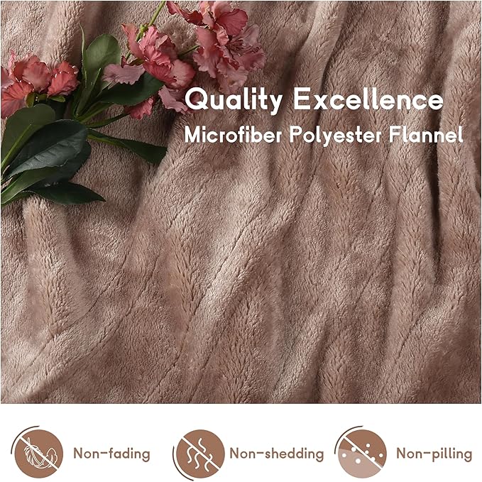 Heated Blanket Electric Throw 50''x60'', 3 Hour Auto Shut-Off 6 Heating Levels Small Warm Soft Flannel Electric Blanket Machine Washable - Brown