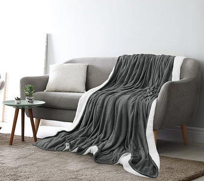 Utopia Bedding Sherpa Blanket King Size (Grey, 90x102 Inches) - Soft Lightweight Plush Fleece Reversible Blanket for Bed, Sofa, Couch, Camping and Travel