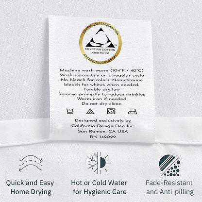 California Design Den Full Sheet Set - Certified 100% Egyptian Cotton, Lightweight & Crisp Percale Sheets Full Size with Deep Pockets, Durable Luxury Bedding Set - Grey